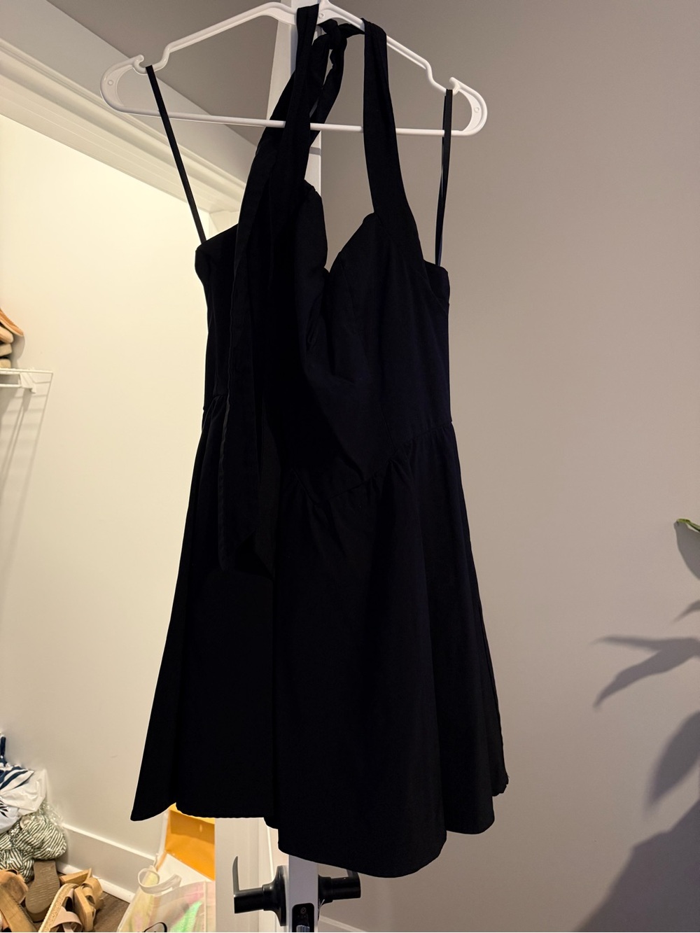 Francesca's Collections Black Halter Tie Mini Dress